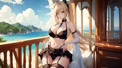naughty blond gets thrilled when she receives visitors on her bedroom balcony, she knows she's extrimely horny and would let herself be caught at any moment (Over 18) (Hentai Anime) (AI-generated)