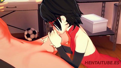 Boruto Naruto hentai 3-dimensional - Sarada handjob & fellatio to Naruto and jizz in her facehole - hentai rock-hard hookup