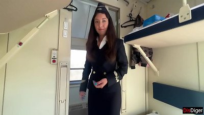 train Conductor plows with Passenger and happily nailed Him the whole trip