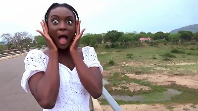 super hot African gf POV filthy road head throat poke at safari!