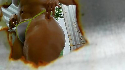 Tanned, phat-assed gal took hold of in a phone booth